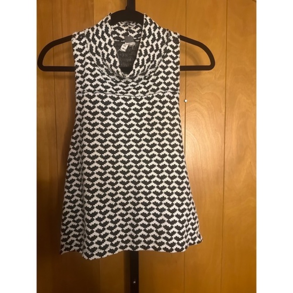 We The Free Free People Black White Geometric Cowl Neck Racerback Tank Top M
